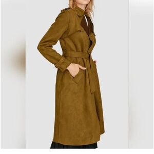 Faux suede brown trench coat size L